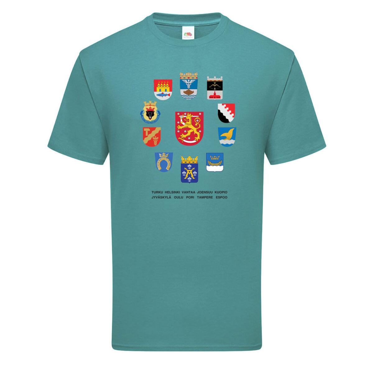 Miesten T-paita – Suomen suurimmat kaupungit. Vaakunat.